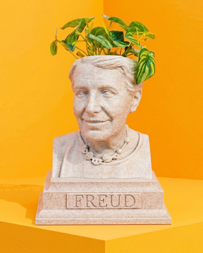 White Marble Anna Freud Bust Planter by Happy Box Designs