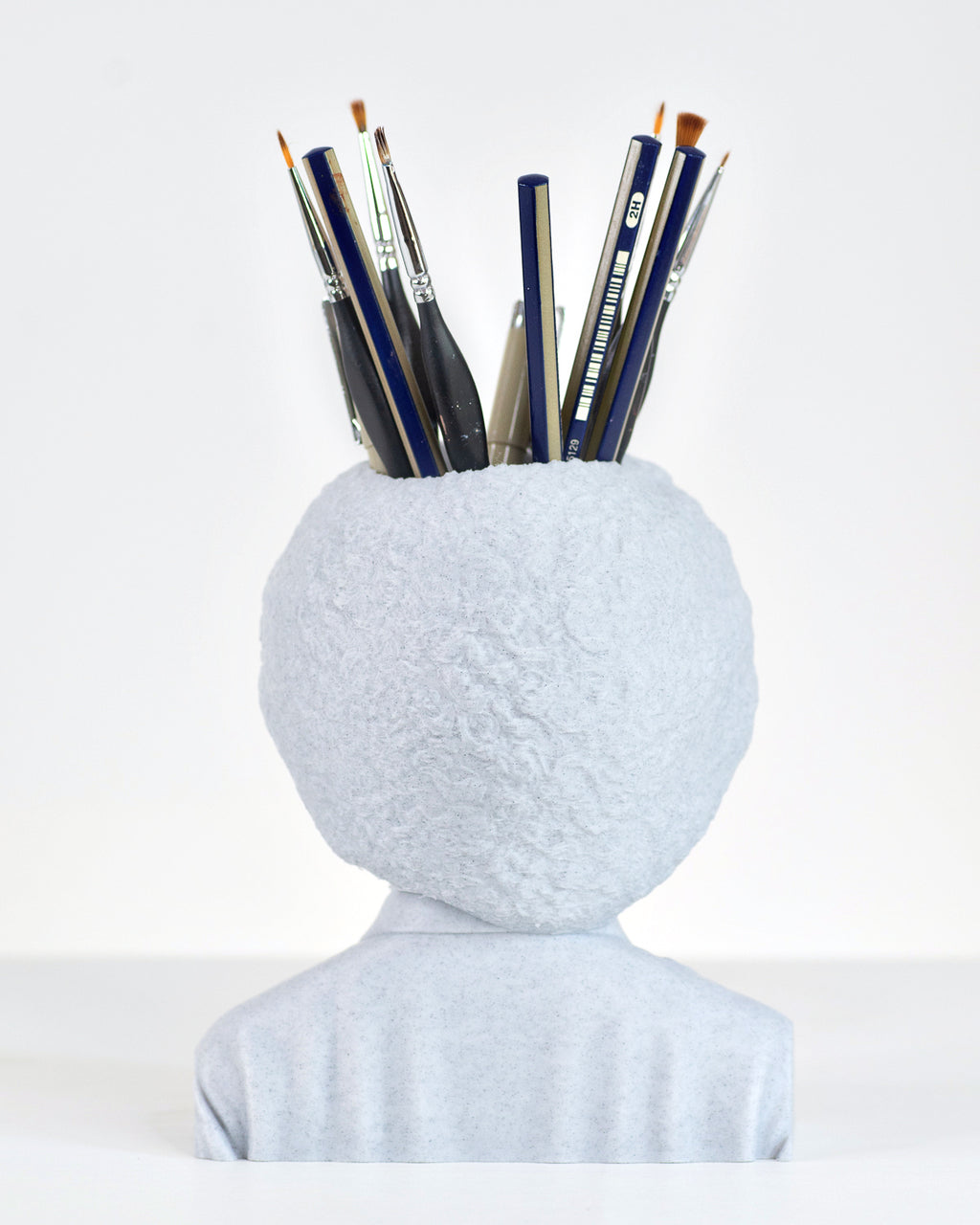 Bob Ross Pencil Holder in white marble by Happy Box Designs