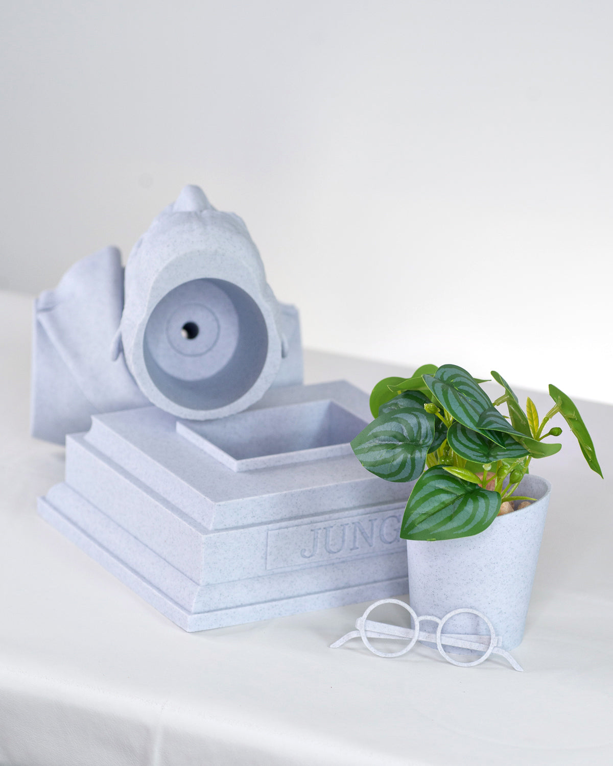 White Marble Carl Jung bust planter pieces by Happy Box Designs
