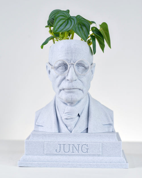 White Marble Carl Jung bust planter by Happy Box Designs
