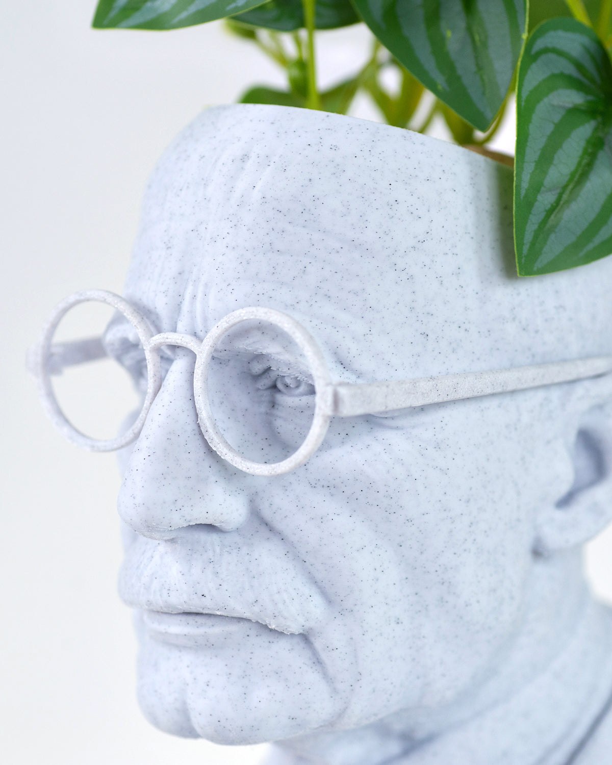 White Marble Carl Jung bust planter by Happy Box Designs