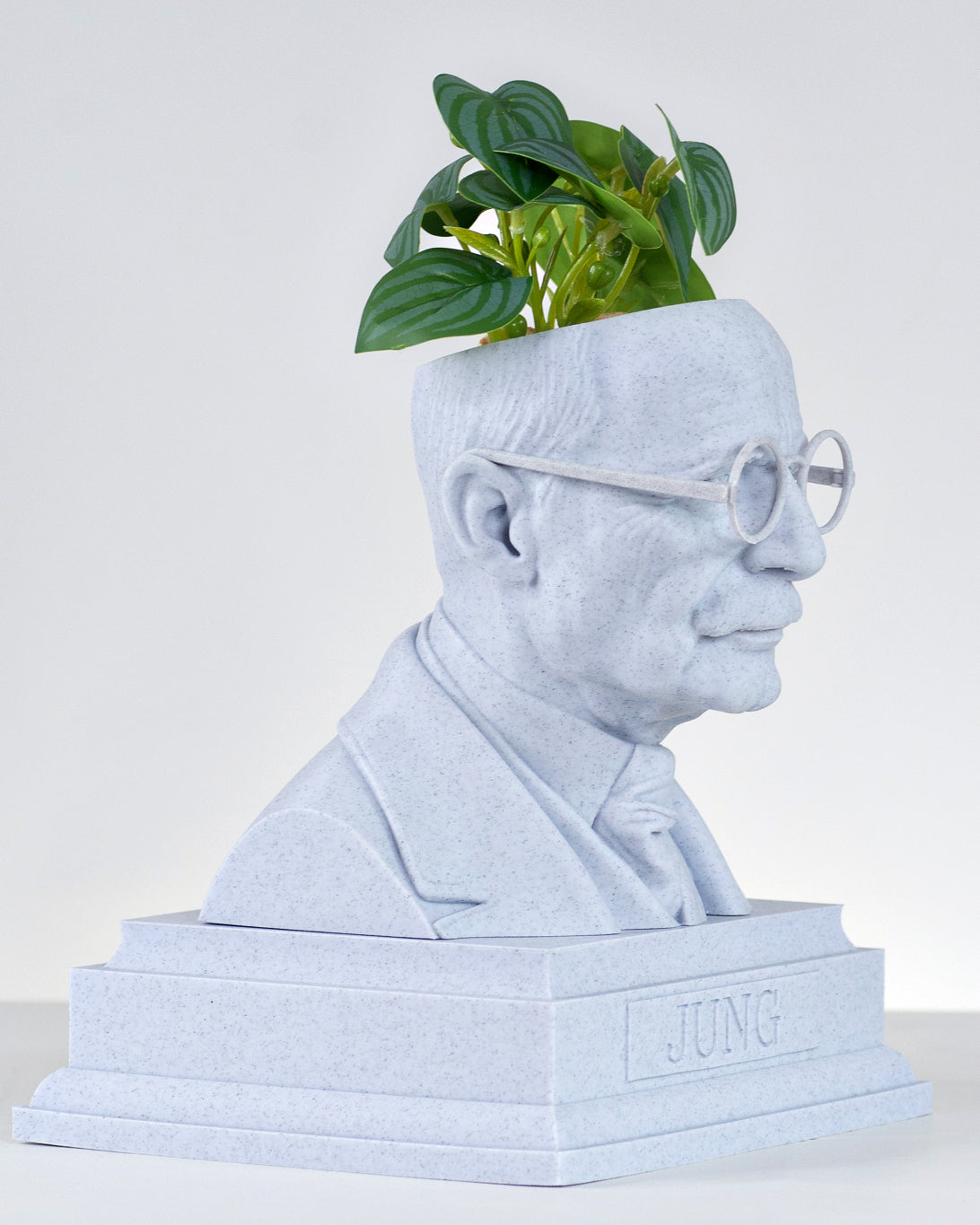 White Marble Carl Jung bust planter by Happy Box Designs