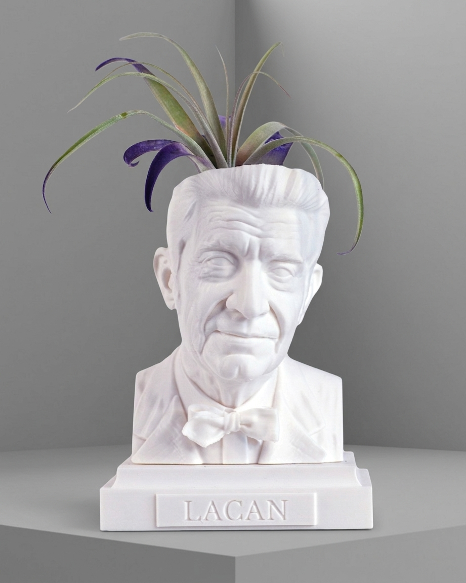 White Jacques Lacan Bust Planter by Happy Box Designs