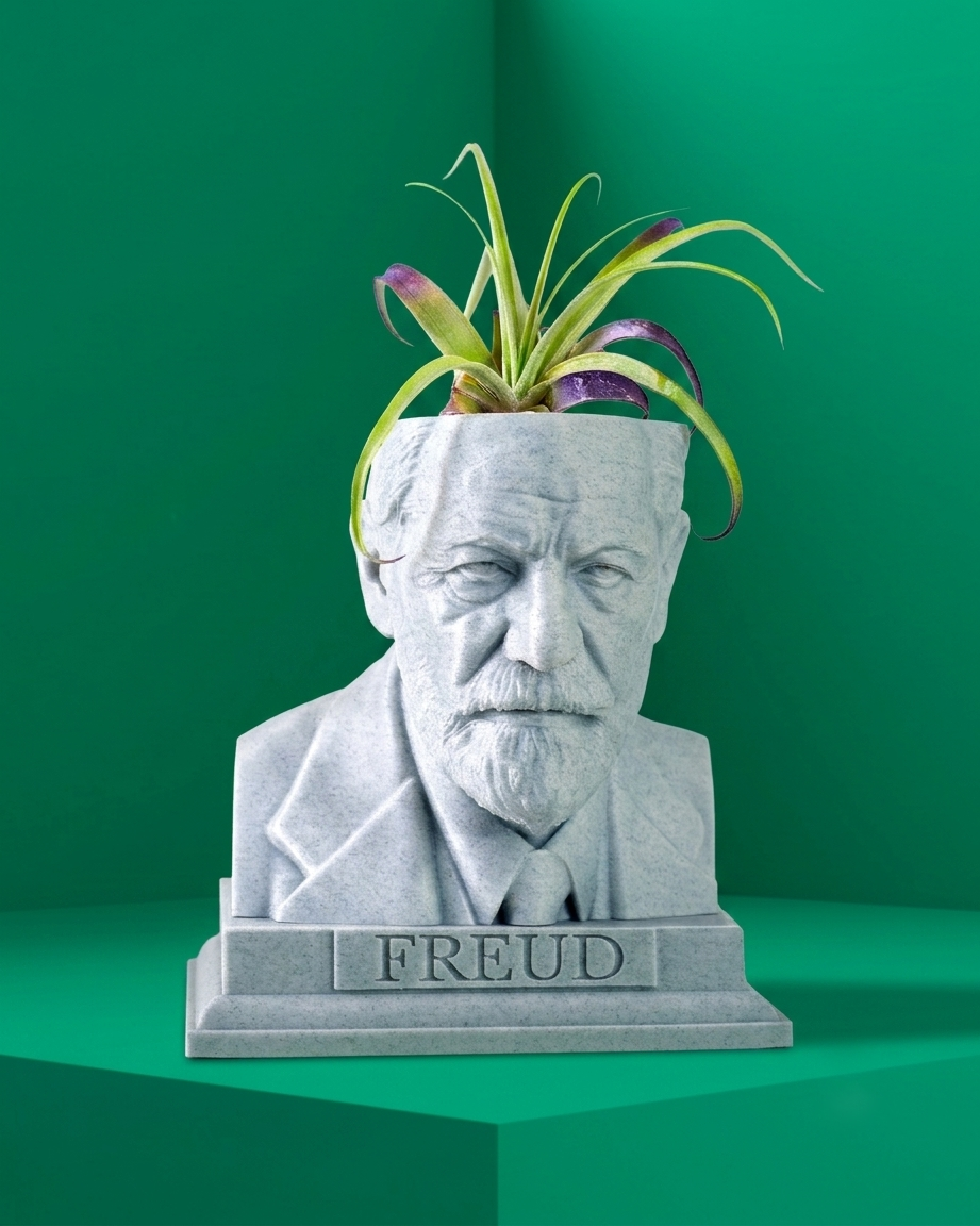 Sigmund Freud bust planter for a psychology lover by Happy Box Designs