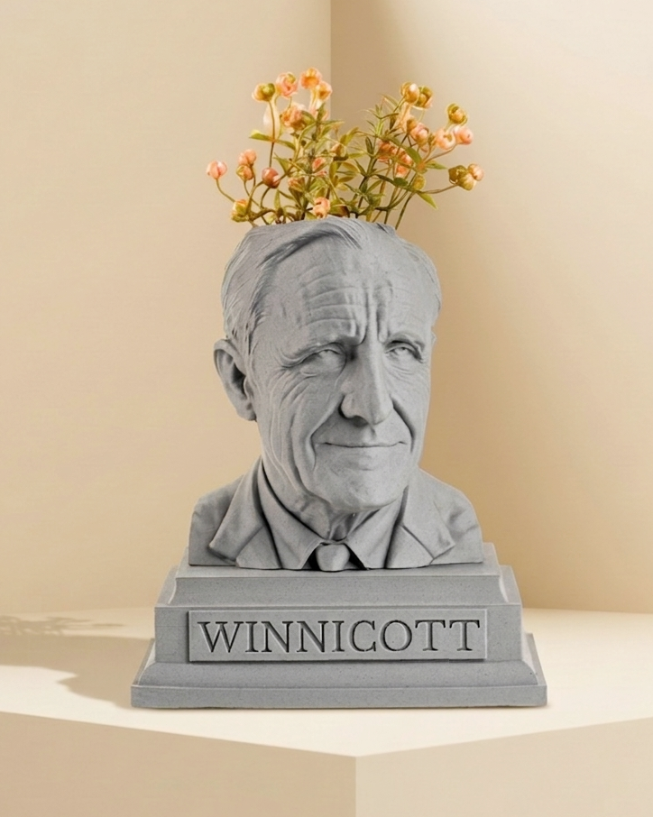 Grey Marble Donald Winnicott Bust Planter by Happy Box Designs